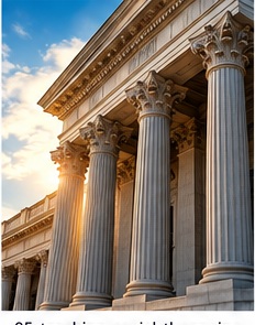 Classical columns representing social theory and institutions