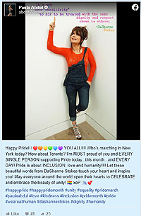 Paula Abdul Quote of DaShanne Stokes on Facebook