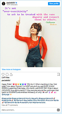 Paula Abdul Quote of DaShanne Stokes on Instagram