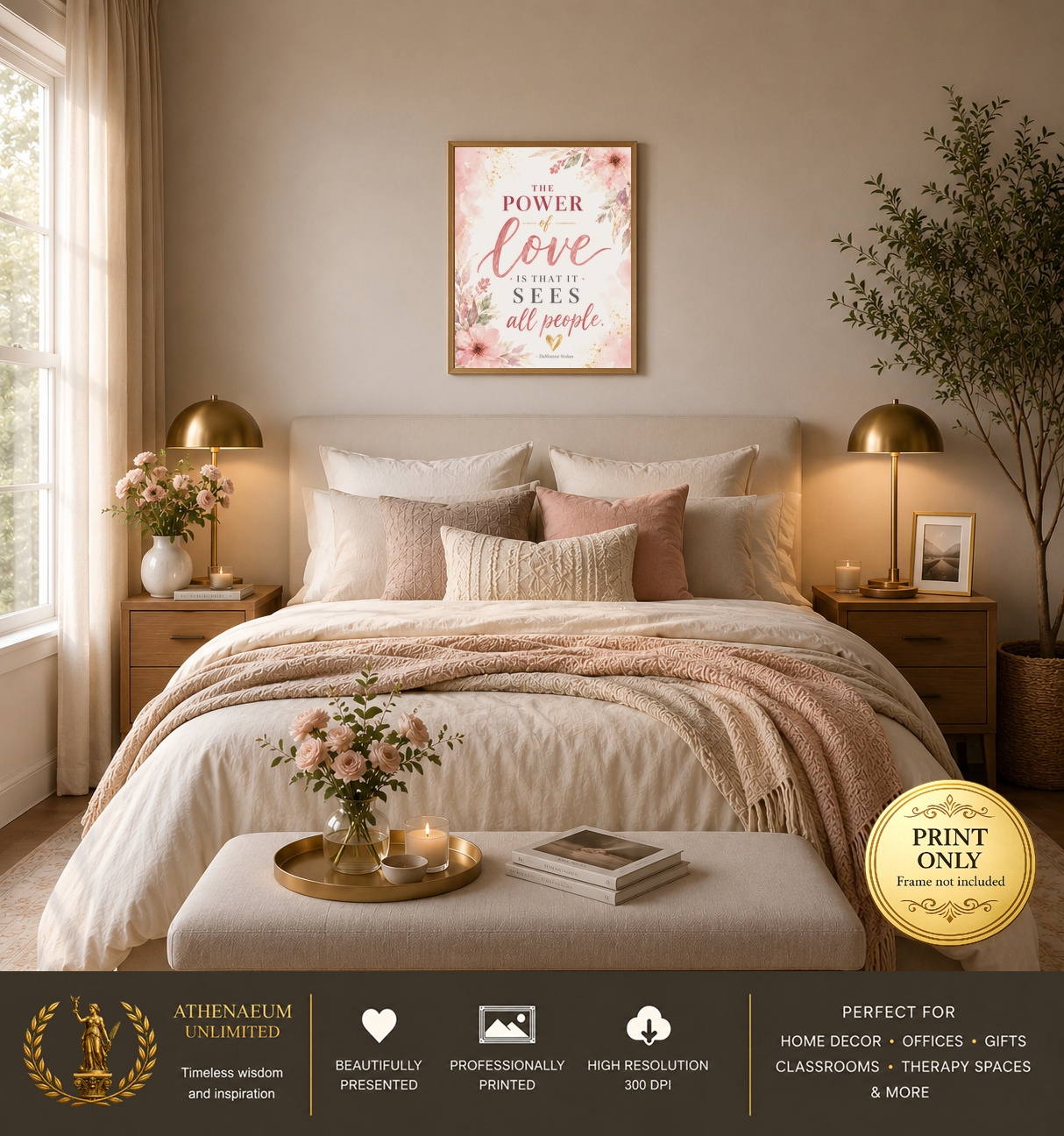 Botanical Grace Power of Love 16x20 print displayed in a bedroom