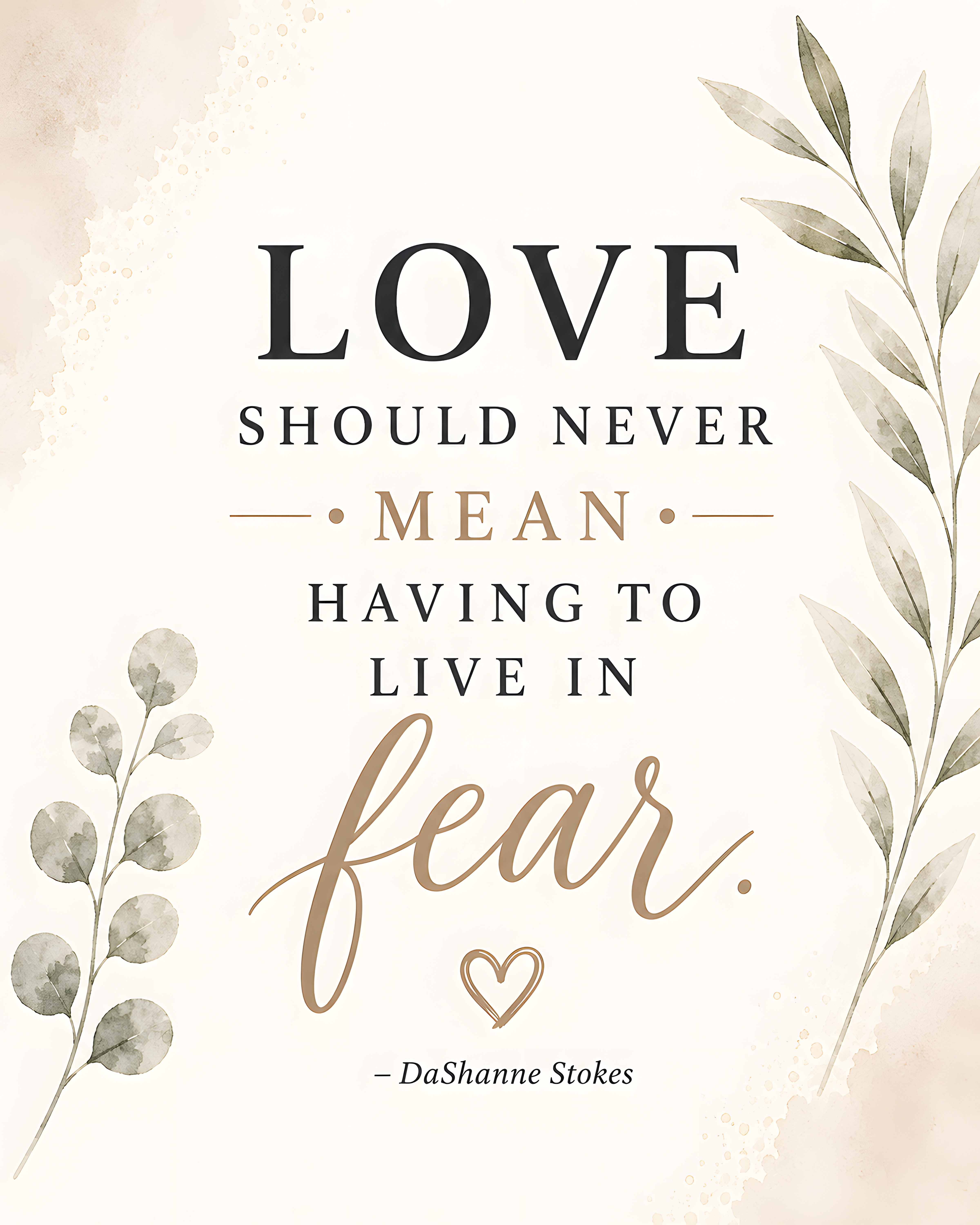 Love Should Never Mean Having to Live in Fear Modern Serenity typography print by Dr. DaShanne Stokes