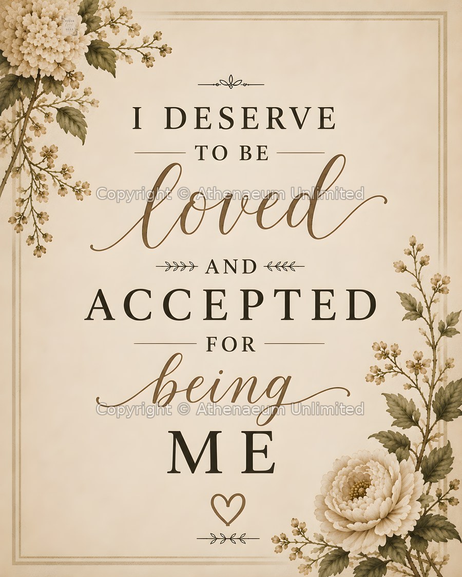 Quiet Elegance digital quote print: I deserve to be loved and accepted for being me.